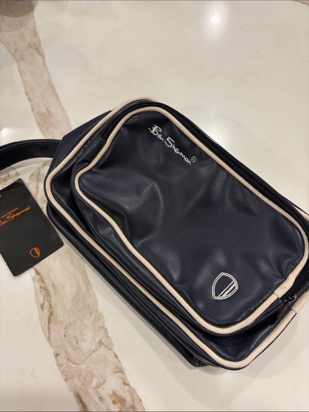 NEW Ben Sherman Navy Belt Bag with Cream Trim